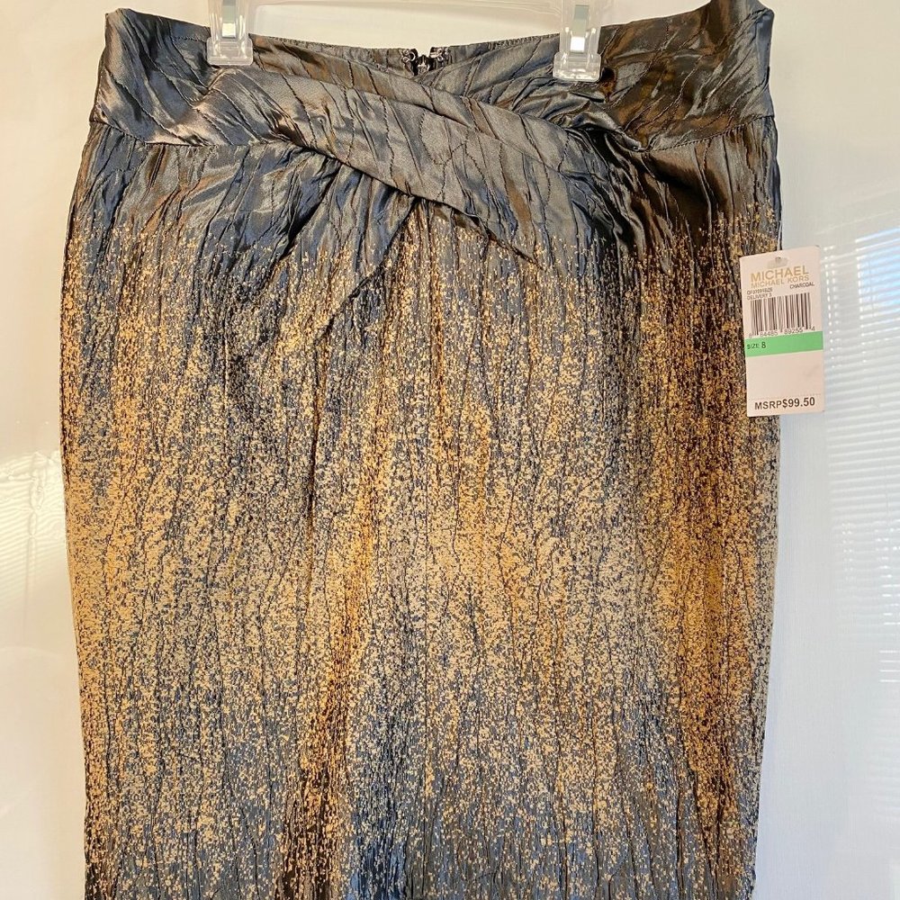 MK Charcoal and Gold Satin Crepe